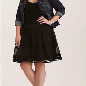 Torrid Black Striped Sheer Flared Skirt